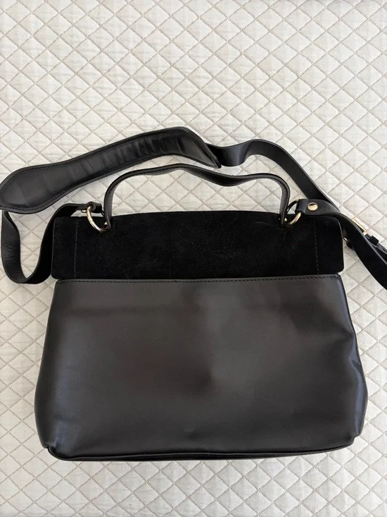 Rebecca Minkoff Black Suede Shoulder Bag with Gold Hardware - Picture 4 of 4